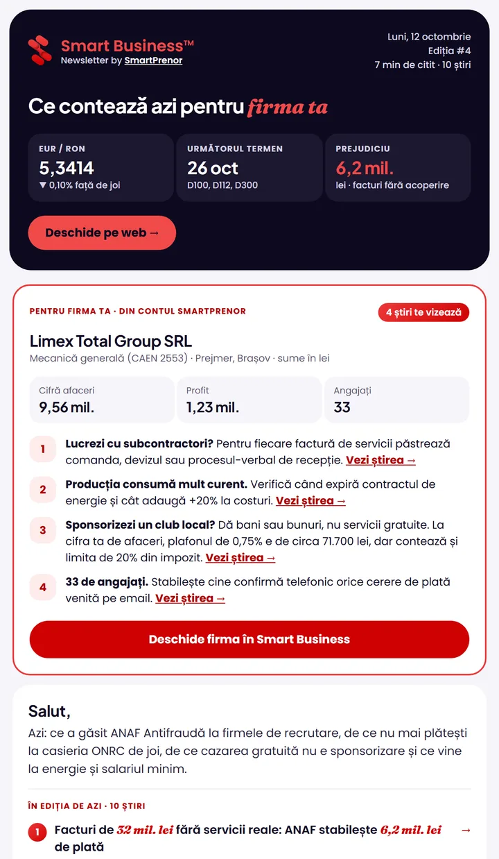 Smart Business™: ediția de dimineață, despre firma ta