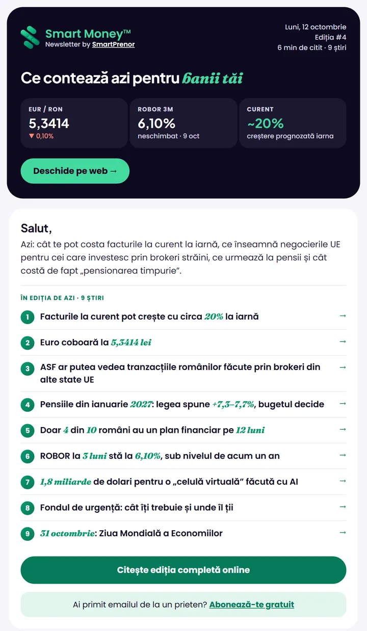 Smart Money™: ediția de dimineață, despre banii tăi